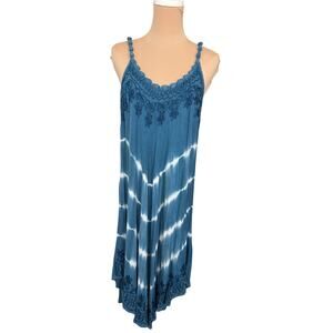 India Boutique Tie-Dye Maxi Dress  Boho Embroidered Festival Sundress
